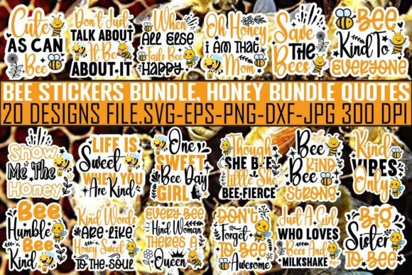 Download Bee Stickers Bundle, Honey Bundle Quotes - Bee stickers bundle Collection