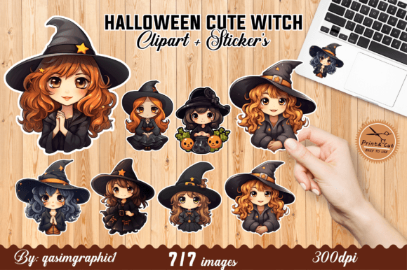 Download Cute Witch Printable Srickers for Kids - Srickers Collection