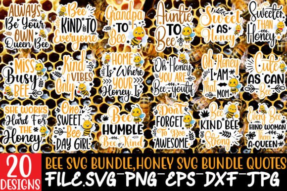 Download Bee Stickers Bundle, Honey Bundle Quotes - Bee stickers bundle Collection