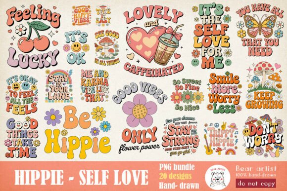 Download Retro Hippie Positive Vibes Collection - Premium Bundle