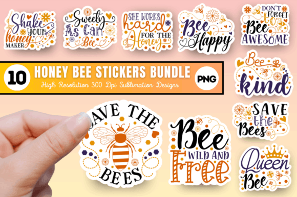Download Honey Bee Stickers Bundle, Bee Stickers - Bee stickers bundle Collection