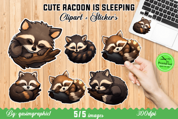 Download Cute Kawaii Racoon Printable Srickers - Srickers Collection